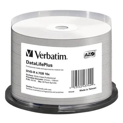 VERBATIM DVD-R(50 ks)Spindle/Printable/16x/4.7GB/WIDE PRINTABLE SURFACE NON-ID