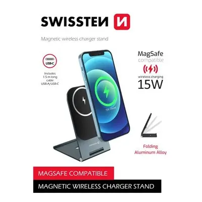 SWISSTEN WIRELESS NABÍJEČKA ULTRA THIN (kompatibilní s MagSafe) 8595217480469 Černá