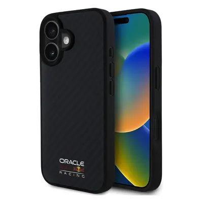 Oracle Red Bull Racing Carbon Shiny Logo MagSafe kryt iPhone 16 černý