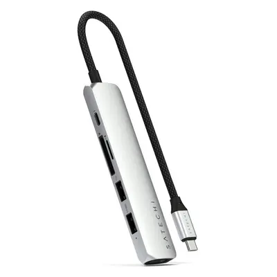 Satechi 6v1 USB-C Slim víceportový adaptér stříbrný Stříbrná