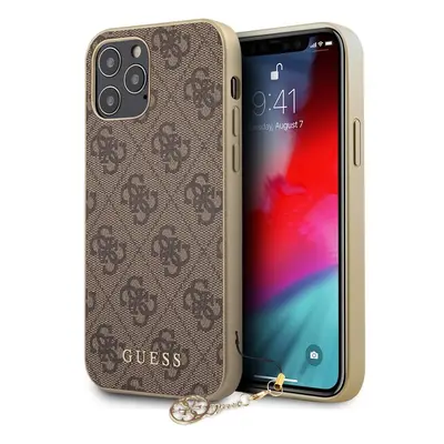 Pouzdro Guess 4G Charms iPhone 12/12 Pro hnědé Hnědá