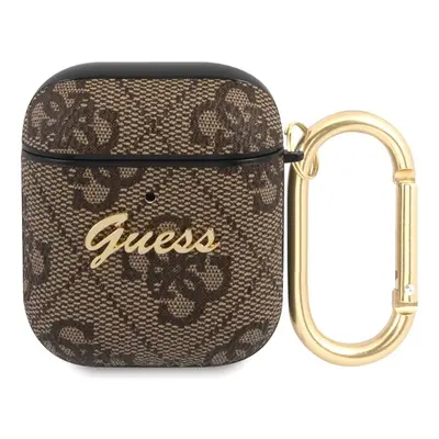 Guess 4G Script PC/PU pouzdro pro Airpods 1/2 hnědé