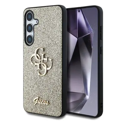 Guess PU Fixed Glitter 4G Metal Logo kryt Samsung Galaxy S25 zlatý