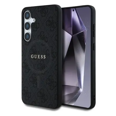 Guess PU Leather 4G Colored Ring MagSafe kryt Samsung Galaxy S25+ černý