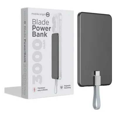 Mobile Origin Blade powerbanka s MagSafe a USB-C kabelem, 3000mAh šedá