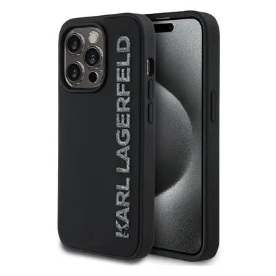 Karl Lagerfeld 3D Rubber Glitter Logo kryt iPhone 13 Pro černý