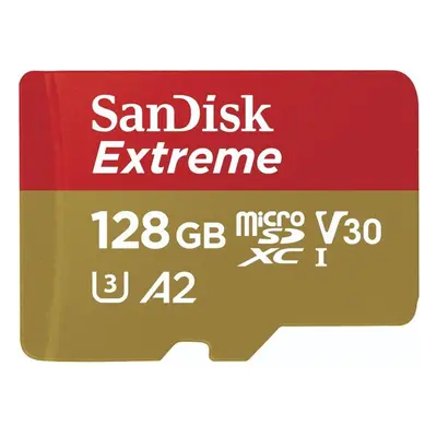 SanDisk Extreme microSDXC 128GB + SD Adapter C10 V30 UHS-I U3 SDSQXAA-128G-GN6MA