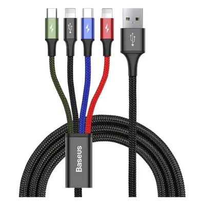 Baseus Fast 4-in-1 kabel s 2x Lightning/USB-C/MicroUSB 3.5A 1.2m černý