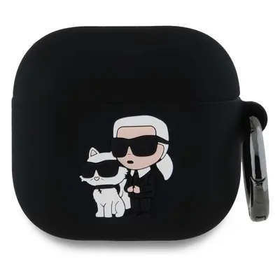 Karl Lagerfeld 3D Logo NFT Karl and Choupette silikonové pouzdro AirPods 4 černé