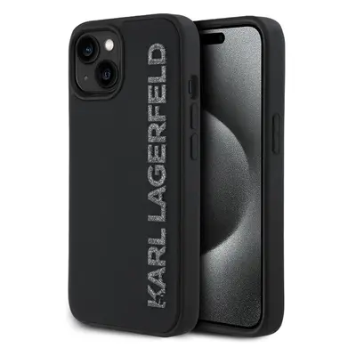 Karl Lagerfeld 3D Rubber Glitter Logo kryt iPhone 13 černý