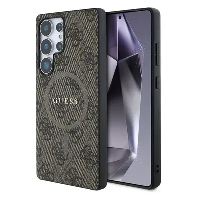 Guess PU Leather 4G Colored Ring MagSafe kryt Samsung Galaxy S25 Ultra hnědý