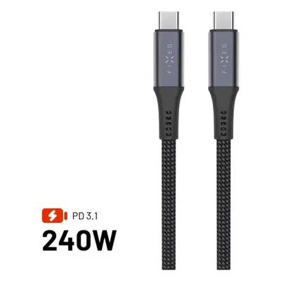 FIXED USB-C kabel s PD 3.1, (1,2 m), USB4gen2 20Gbps, 4K60Hz, 240W, šedý