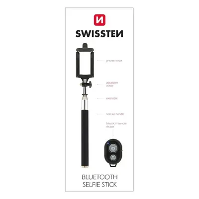 Swissten 32000300 Selfie tyč s bluetooth tlačítkem 97cm Černá