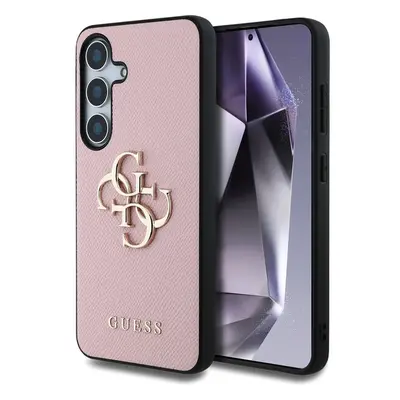 Guess PU Grained 4G Metal Logo kryt Samsung Galaxy S25+ růžový