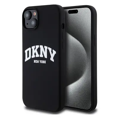 DKNY Liquid Silicone Arch Logo MagSafe kryt iPhone 15 Plus černý