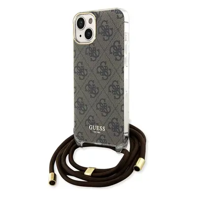 Guess IML 4G Printed Crossbody kryt iPhone 15 hnědý