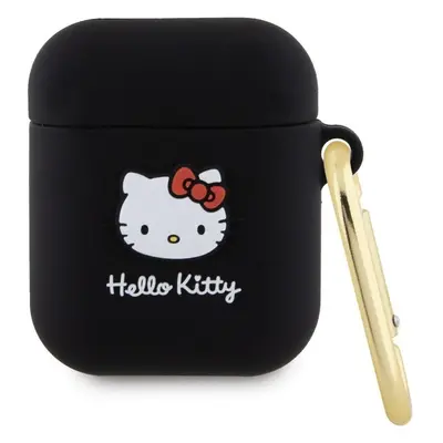 Hello Kitty Liquid Silicone 3D Kitty Head Logo pouzdro AirPods 1/2 černé