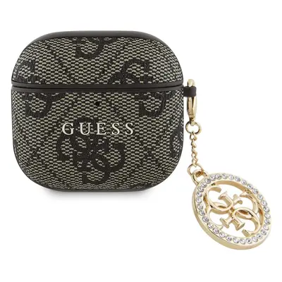 Guess 4G Script PC/PU Charm pouzdro AirPods 4 hnědé