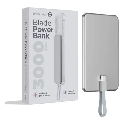 Mobile Origin Blade powerbanka s MagSafe a USB-C kabelem, 3000mAh stříbrná