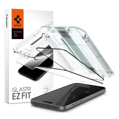 Spigen Glass tR EZ Fit 2 Pack tvrzené sklo iPhone 16/15 černé