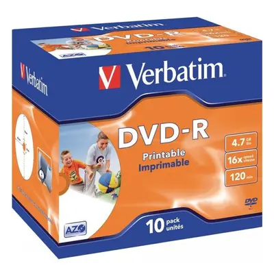 VERBATIM DVD-R (10 ks)Printable/16x/4.7GB/Jewel