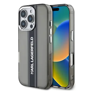 Karl Lagerfeld IML Stripe Logo kryt iPhone 16 Pro Max černý