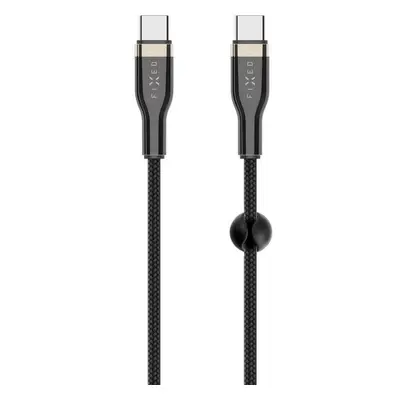 FIXED opletený kabel USB-C/USB-C (PD), 1.2m, USB 2.0, 100W, černý