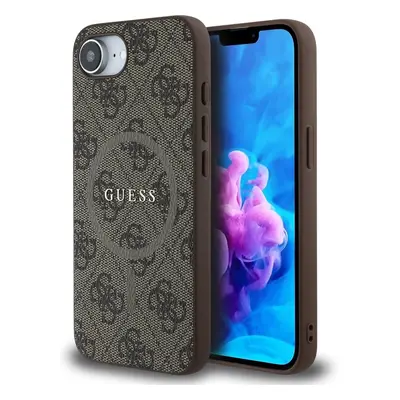 Guess PU Leather 4G Colored Ring MagSafe kryt iPhone 16e hnědý