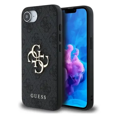 Guess PU 4G Metal Logo kryt iPhone 16e šedý