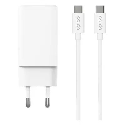 Epico UltraBoost EA40 65W GaN síťový adaptér s 1,2 m USB-C na USB-C kabelem bílý Bílá