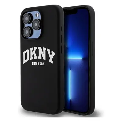 DKNY Liquid Silicone Arch Logo MagSafe kryt iPhone 15 Pro černý