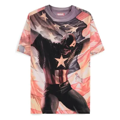 CurePink: pánské tričko Marvel Captain America Kapitán Amerika: Hrdina Multicolor