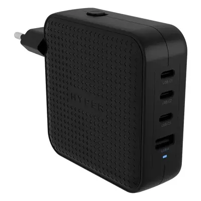 Hyper® HyperJuice® 100W USB-C GaN nabíjecí adaptér (3xUSB-C + 1xUSB-A) černý Černá