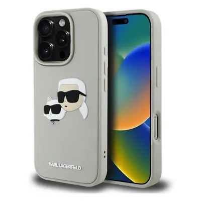 Karl Lagerfeld 3D Rubber Double Heads kryt iPhone 16 Pro Max béžový