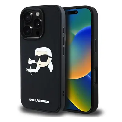 Karl Lagerfeld 3D Rubber Double Heads kryt iPhone 16 Pro Max černý