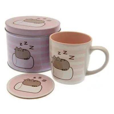 CurePink Dárkový set v plechové krabičce Pusheen Marshmallow hrnku GP85551 370 ml