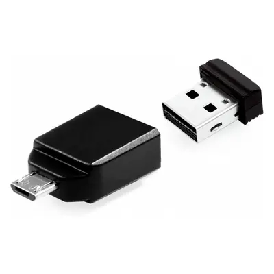 VERBATIM Flash Disk 32GB Store 'n' Stay Nano + micro USB OTG adaptér, USB 2.0, černý Černá