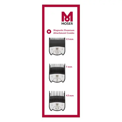 Moser 1801-7010 Magnetic Premium Attachment Combs - náhradní magnetické nástavce: 1.5, 3, 4.5 mm