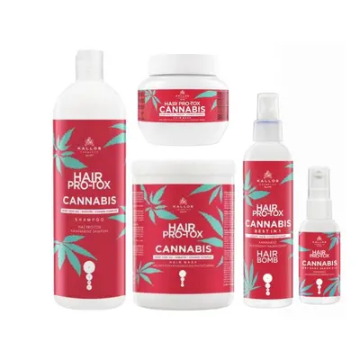 SET: Kallos PRO-TOX CANNABIS šampon a maska, 1000 ml, Hair Bomb, 200 ml, Dry End Serum, 50 ml + 