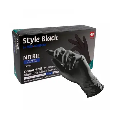 Nitrile Gloves Powderfree - černé bezpúdrové nitrilové rukavice, 100 ks (zn. Style Black) S - sm