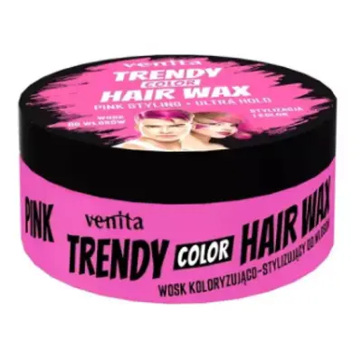 Venita Trendy Hair Wax Ultra Hold - barevný vosk na vlasy, ultra držení, 75 g Pink - růžová