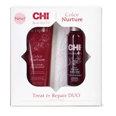 CHI Rose Hip oil Repair Treat DUO - maska na barvené vlasy, 237 ml + neoplachujúce tonikum, 118 