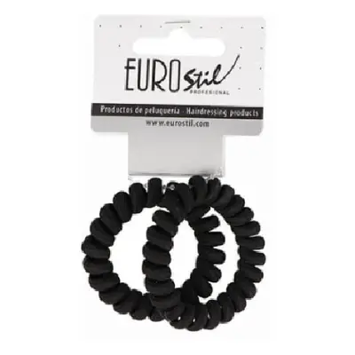 Eurostil 2 Twisted Elastic Rubber Band - gumička do vlasů, 2ks 07459 černé