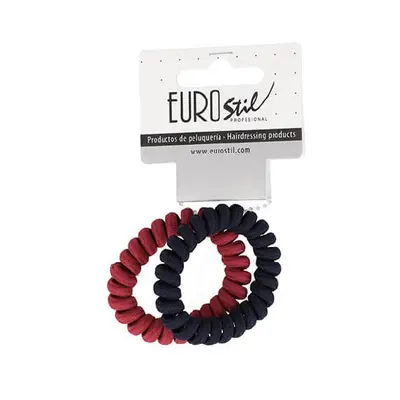 Eurostil 2 Twisted Elastic Rubber Band - gumička do vlasů, 2ks 07459 červená a modrá