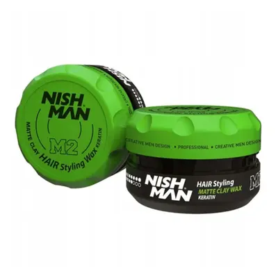 Nishman M2 Matte Clay Wax Keratin - matná hlína/vosk na vlasy se silnou fixací, 100 ml