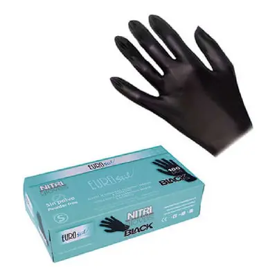 Eurostil Nitrile Gloves Powder Free - černé nitrilové rukavice bezpudrové, 100ks M - medium (066