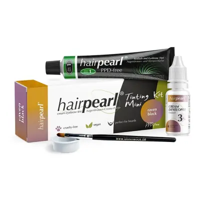 HairPearl Cosmetics Tinting Kit Mini PPD Free - set pro barevné obočí, řas nebo brady 1 - černá 