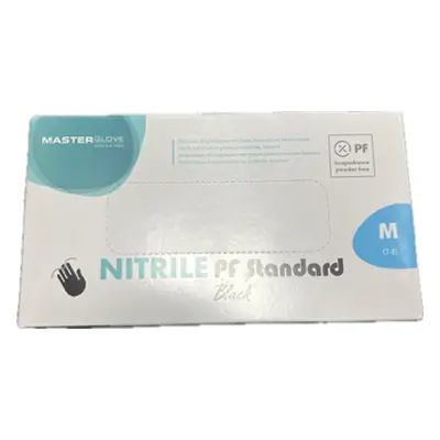 Nitrile Gloves Powderfree - černé bezpúdrové nitrilové rukavice, 100 ks (zn. MASTER GLOVE) M - M