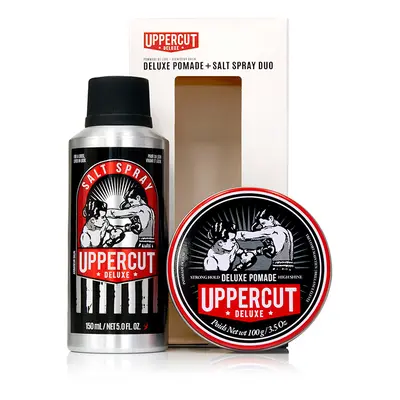 SADA: Uppercut Deluxe Deluxe Pomade - lesklá pomáda se silným držením, 100g & Salt Spray - slaný