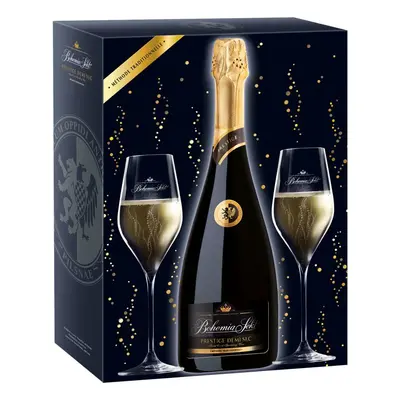 Bohemia Sekt Prestige demi sec + 2 sklenky, dárkové balení